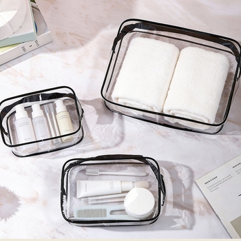 Geantă de cosmetică PVC impermeabilă, geantă de voiaj portabilă pentru depozitare, capacitate mare, transparentă pentru produse de îngrijire și cosmetică