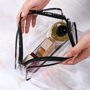 Geantă de cosmetică PVC impermeabilă, geantă de voiaj portabilă pentru depozitare, capacitate mare, transparentă pentru produse de îngrijire și cosmetică