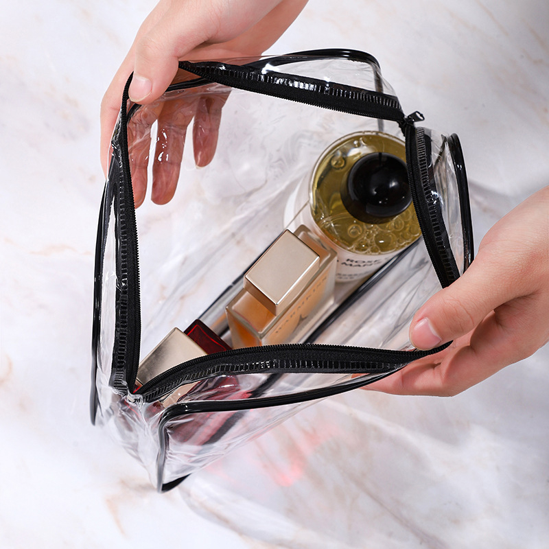 Geantă de cosmetică PVC impermeabilă, geantă de voiaj portabilă pentru depozitare, capacitate mare, transparentă pentru produse de îngrijire și cosmetică