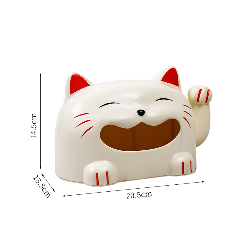 Cutie de șervețele cu pisică norocoasă — design modern, de înaltă calitate, organizator de birou pentru casă, living, dormitor și sufragerie