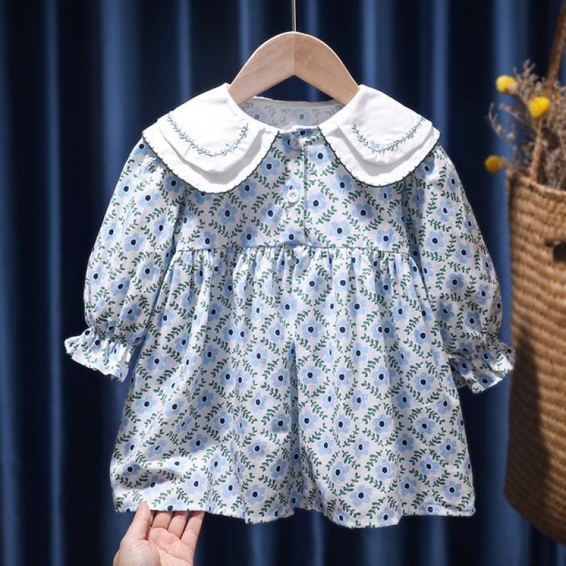 Set două piese pentru fete: rochie florală și cardigan tricotat