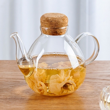 Ceainic cu capac din dop de plută, mâner lateral rezistent la temperaturi înalte, sticlă borosilicată de înaltă calitate, design simplu, îngroșat, pentru plita ceramică electrică