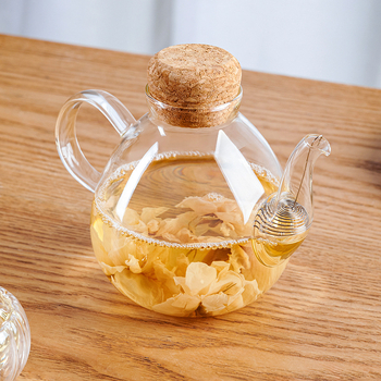 Ceainic cu capac din dop de plută, mâner lateral rezistent la temperaturi înalte, sticlă borosilicată de înaltă calitate, design simplu, îngroșat, pentru plita ceramică electrică
