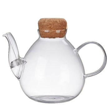 Ceainic cu capac din dop de plută, mâner lateral rezistent la temperaturi înalte, sticlă borosilicată de înaltă calitate, design simplu, îngroșat, pentru plita ceramică electrică
