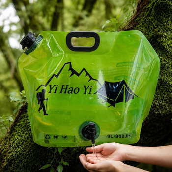 Geantă de apă pentru exterior, 8L, pliabilă și ușoară, cu robinet, pentru apă potabilă, sucuri și băuturi – recipient portabil pentru camping