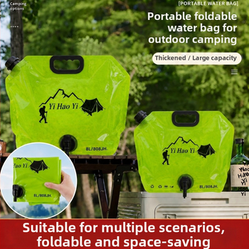 Geantă de apă pentru exterior, 8L, pliabilă și ușoară, cu robinet, pentru apă potabilă, sucuri și băuturi – recipient portabil pentru camping