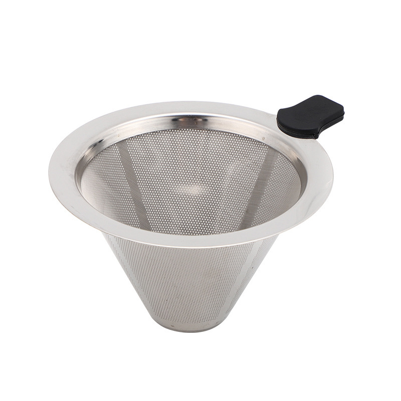 Filtru de cafea din oțel inoxidabil 304, dublu strat, pentru preparare manuală a cafelei americane, cu pâlnie și cană-filtru