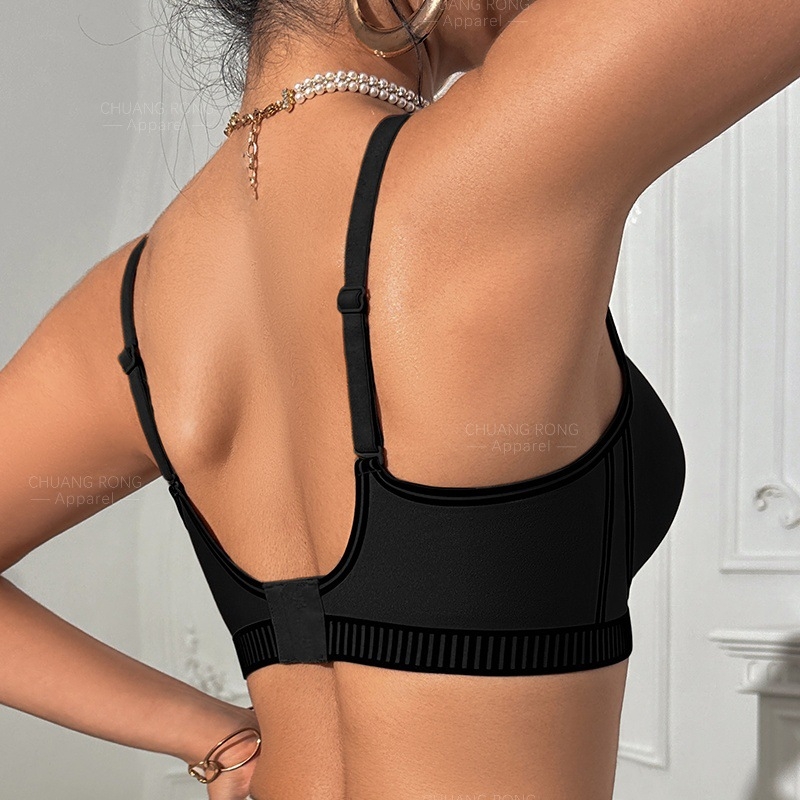 Sutien wireless din catifea patchwork pentru sâni mici, push-up, susținere laterală, fără cusături