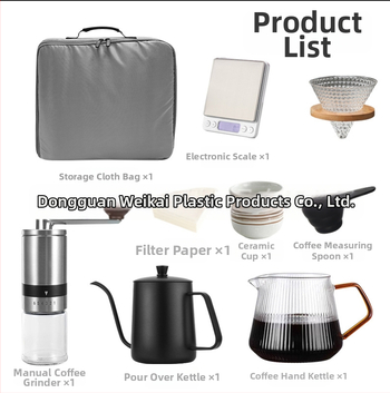 Set portabil de cafea pentru exterior cu ceainic pentru turnare manuală și mecanism cu manivelă, 8 piese