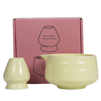 Set de ceai matcha din ceramică, două piese, design minimalist