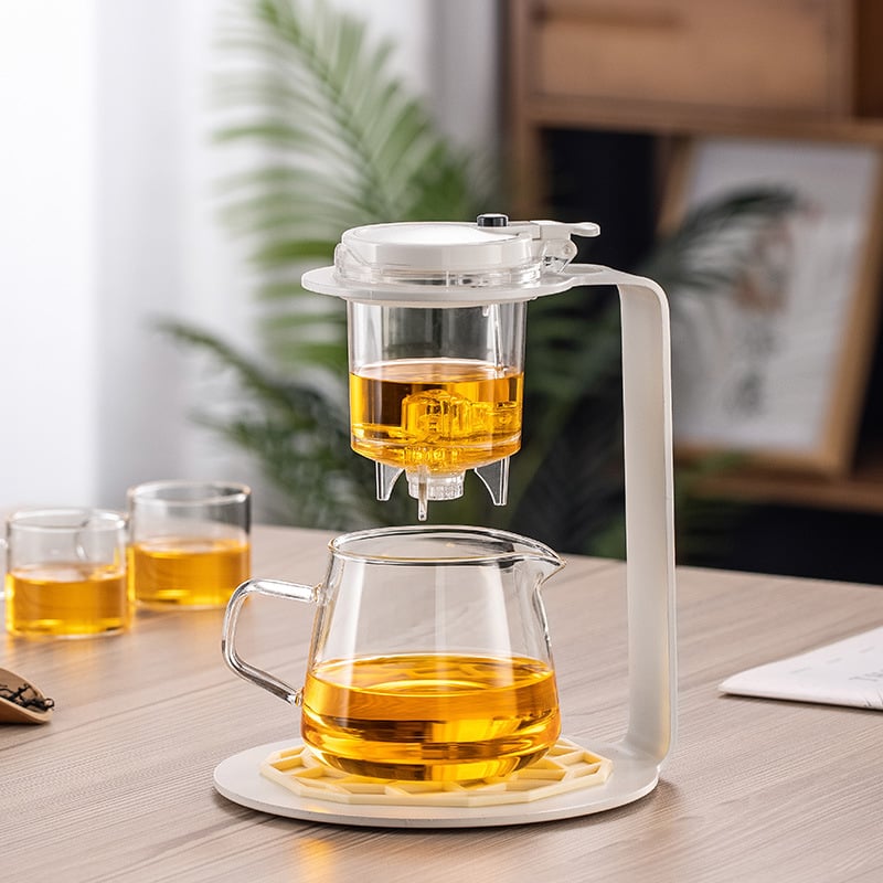 Mașină semi-automat de preparare a ceaiului cu suport pentru ceai și ceainic cu filtru – set ceai