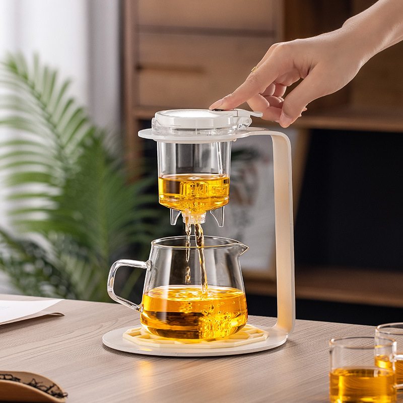 Mașină semi-automat de preparare a ceaiului cu suport pentru ceai și ceainic cu filtru – set ceai