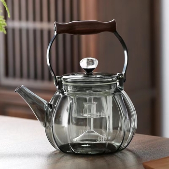 Ceainic din sticlă cu mâner, rezistent la temperaturi înalte pentru infuzarea ceaiului