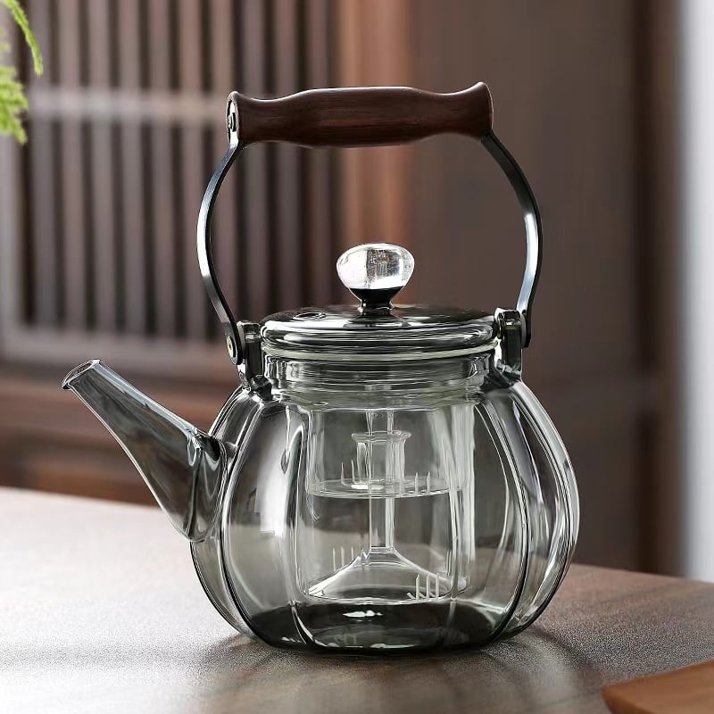 Ceainic din sticlă cu mâner, rezistent la temperaturi înalte pentru infuzarea ceaiului