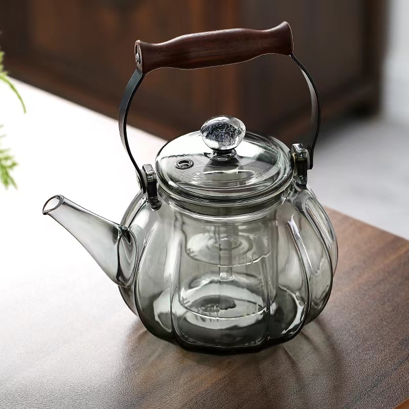 Ceainic din sticlă cu mâner, rezistent la temperaturi înalte pentru infuzarea ceaiului