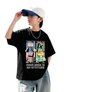 Tricou de copii din bumbac cu imprimare de desene animate, mâneci scurte, vară 2026, top sport pentru băieți