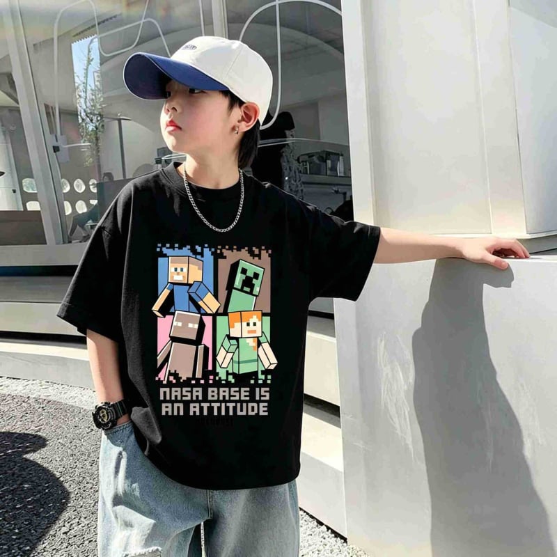 Tricou de copii din bumbac cu imprimare de desene animate, mâneci scurte, vară 2026, top sport pentru băieți