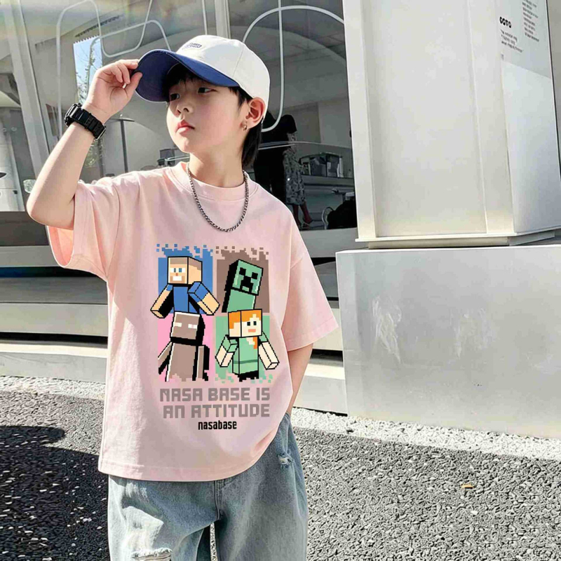 Tricou de copii din bumbac cu imprimare de desene animate, mâneci scurte, vară 2026, top sport pentru băieți