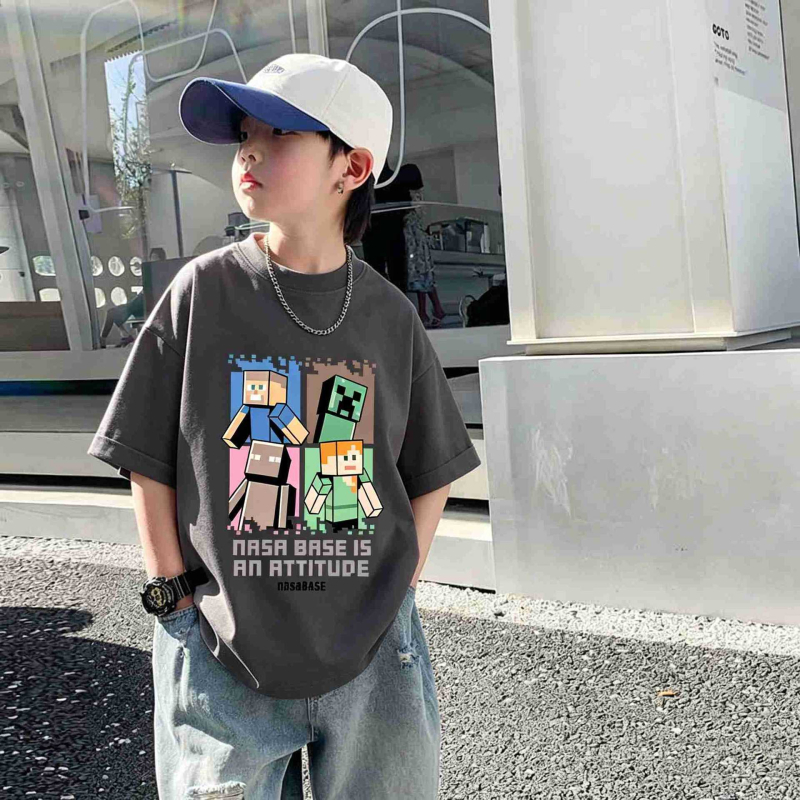 Tricou de copii din bumbac cu imprimare de desene animate, mâneci scurte, vară 2026, top sport pentru băieți
