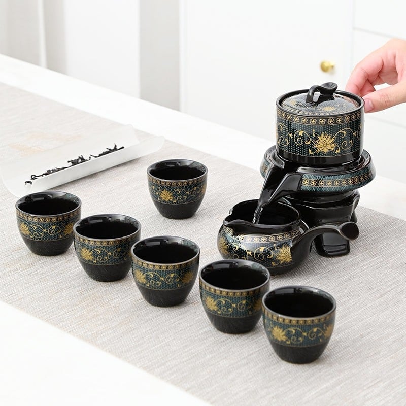 Set de ceai ceramic automat, cu design rotativ, portabil și personalizabil