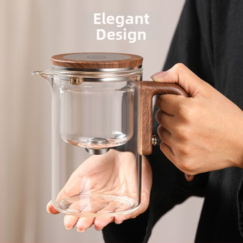 Ceainic din sticlă cu separare ceai-apă, filtru rezistent la temperaturi înalte, cană magnetică pentru infuzie, set de ceai Kung Fu