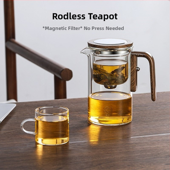 Ceainic din sticlă cu separare ceai-apă, filtru rezistent la temperaturi înalte, cană magnetică pentru infuzie, set de ceai Kung Fu