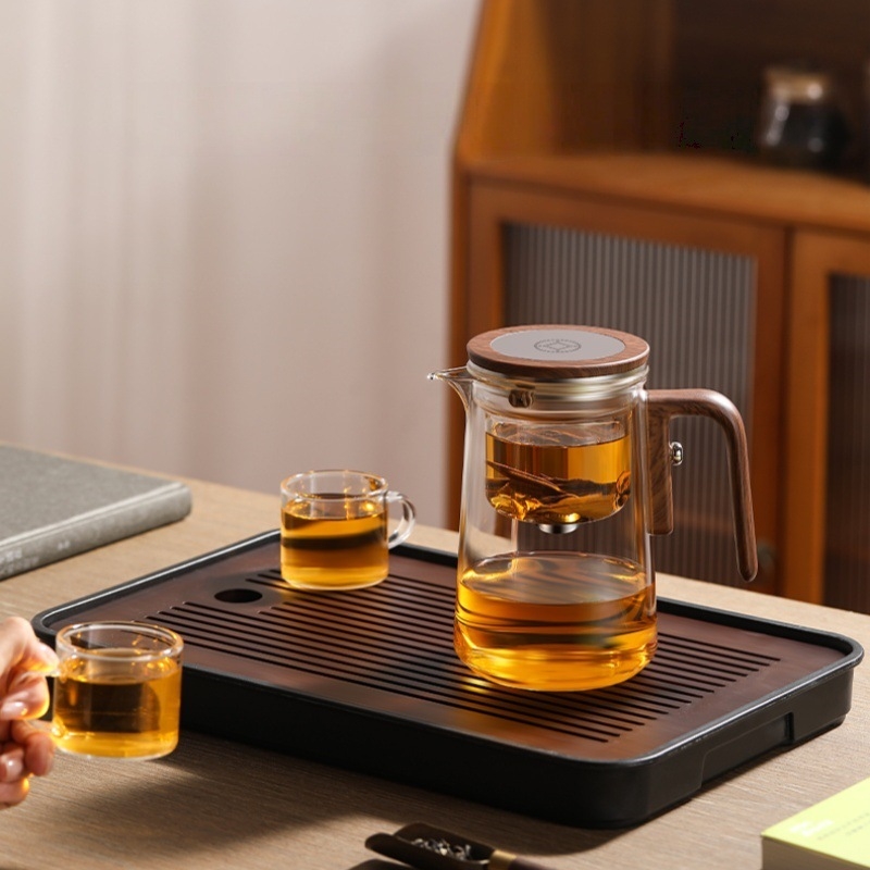 Ceainic din sticlă cu separare ceai-apă, filtru rezistent la temperaturi înalte, cană magnetică pentru infuzie, set de ceai Kung Fu