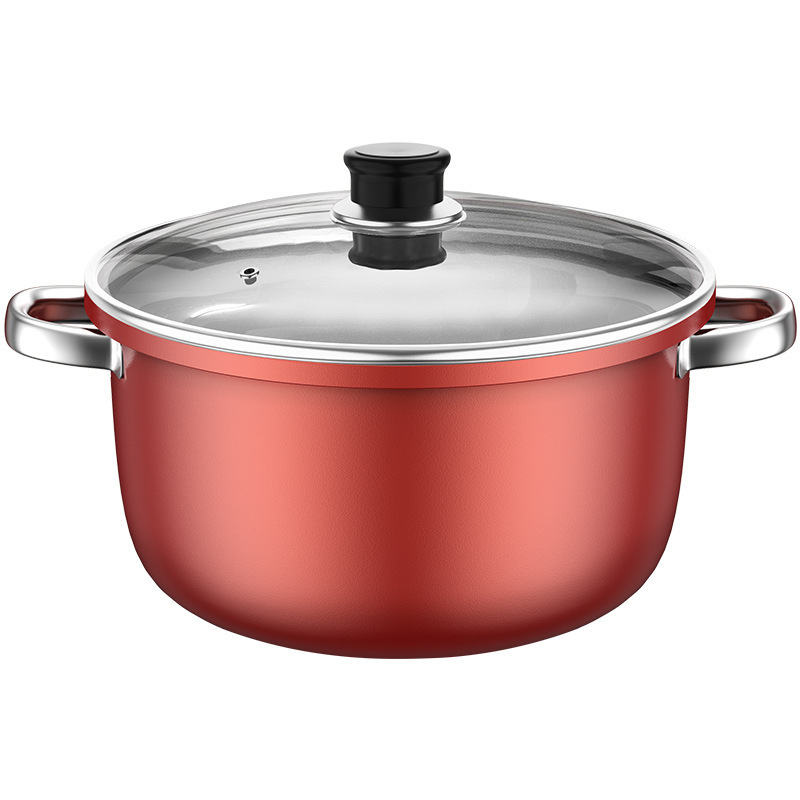 Oală de supă cu două mânere din piatră Maifan, vas de gătit multifuncțional cu abur, oală groasă antiaderentă pentru gătit la foc domol și supe, cu capac
