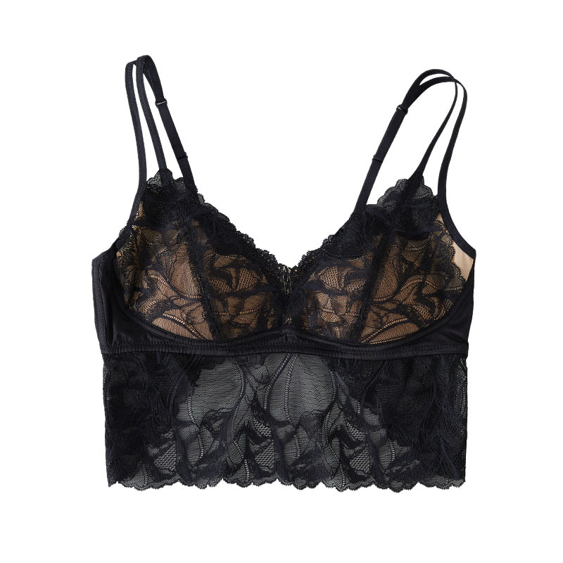  Sutien din mătase în stil franțuzesc, romantic, cu cupă dublă, insertie dantelă, subțire și respirabil, mătase de mulberry, design spate cu fluture