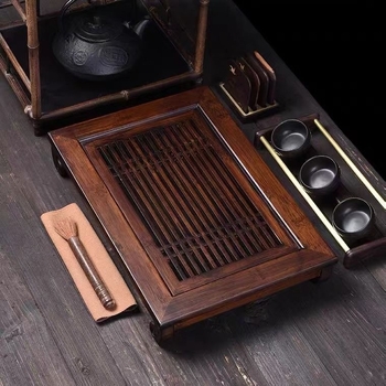 Tavă de ceai din bambus în stil chinezesc nou, cu drenaj, pentru uz casnic – masă de ceai Kung Fu, tavă uscată pentru sala de ceai