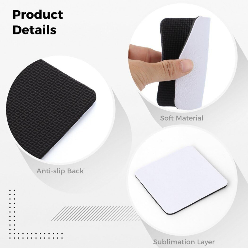 Coaster pentru sublimare, neopren gol 9×9 cm, antiderapant, pentru design DIY
