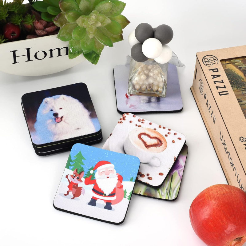 Coaster pentru sublimare, neopren gol 9×9 cm, antiderapant, pentru design DIY