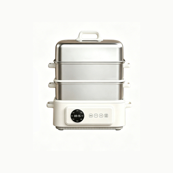 Vaporizator electric din oțel inoxidabil, design cu trei niveluri, capacitate mare peste 10 L, oală multifuncțională pentru aburire, fierbere, braising, tocană, hot pot și prăjire, vas interior din oțel inoxidabil 304, control tactil, 220V, 1500W