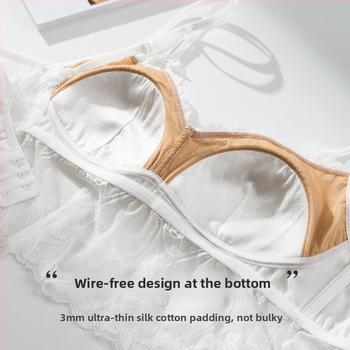 Tangge sutien din mătase Mulberry, satin elastic de 19 mm, bretele duble, spate în formă de fluture, fără sârmă, ultra-subțire