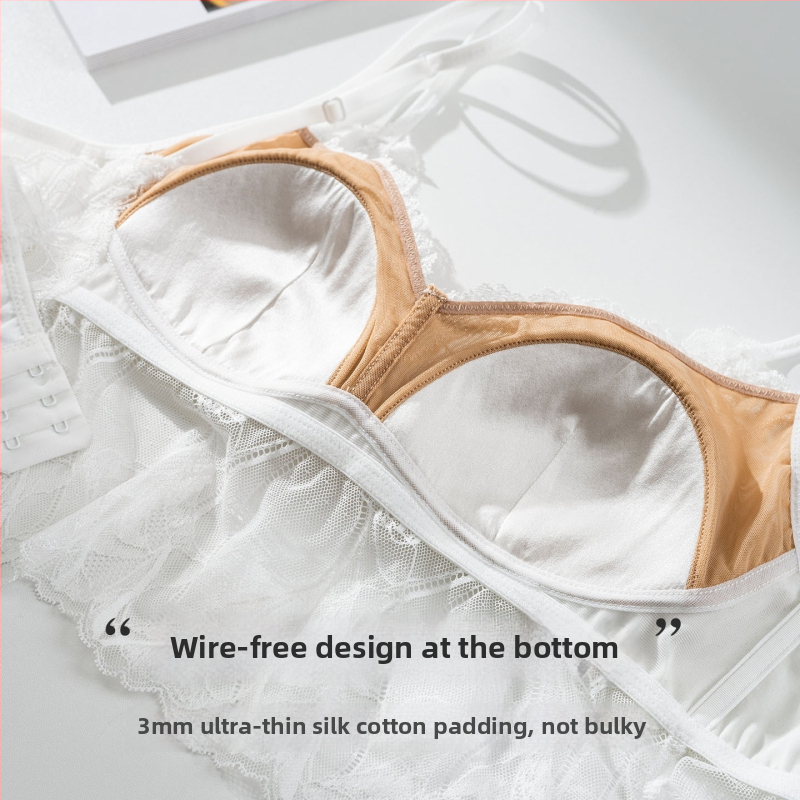 Tangge sutien din mătase Mulberry, satin elastic de 19 mm, bretele duble, spate în formă de fluture, fără sârmă, ultra-subțire