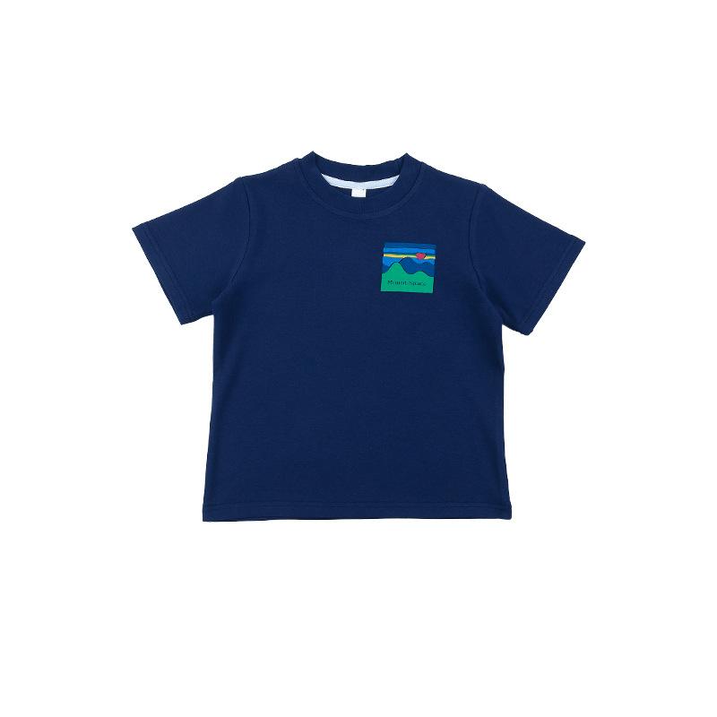 Tricou copii cu mânecă scurtă, stil montan, vară 2026, guler rotund, din bumbac