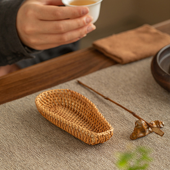 Set din două piese: lingură de ceai din ratan și lingură de ceai – dinastiile Tang și Song, set chinezesc retro kung fu pentru ceai, accesorii pentru ceremonia ceaiului țesute în Vietnam