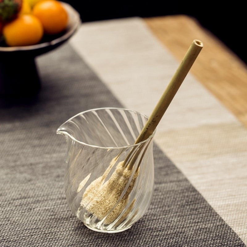 Perie naturală din luffa pentru ceainic și ceașcă, set Gongfu de ceai, stil minimalist