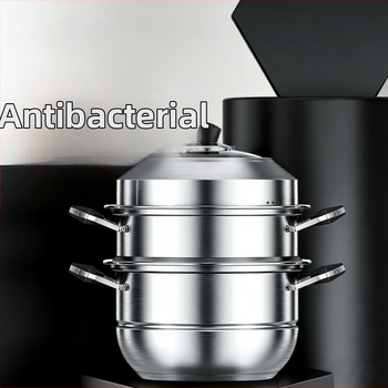 Vaporieră de uz casnic din oțel inoxidabil, în stil oală de orez, de calitate alimentară, grosime extra și înălțime mărită, pentru aburirea chiflelor, capacitate 3–4 niveluri