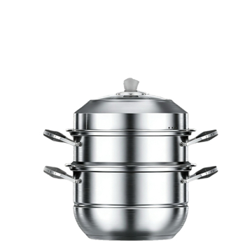 Vaporieră de uz casnic din oțel inoxidabil, în stil oală de orez, de calitate alimentară, grosime extra și înălțime mărită, pentru aburirea chiflelor, capacitate 3–4 niveluri
