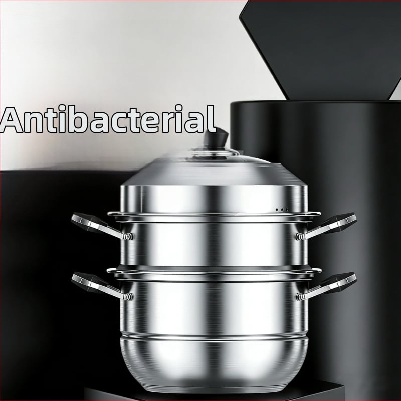 Vaporieră de uz casnic din oțel inoxidabil, în stil oală de orez, de calitate alimentară, grosime extra și înălțime mărită, pentru aburirea chiflelor, capacitate 3–4 niveluri