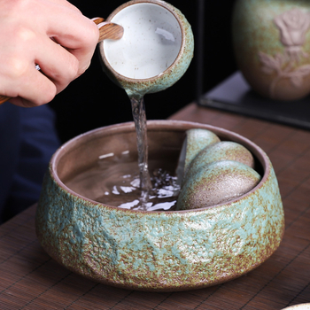 Vas ceramic mare pentru spălarea frunzelor de ceai, accesorii de ceai Kung Fu în stil antic, ceainic, ceramică Dehua.