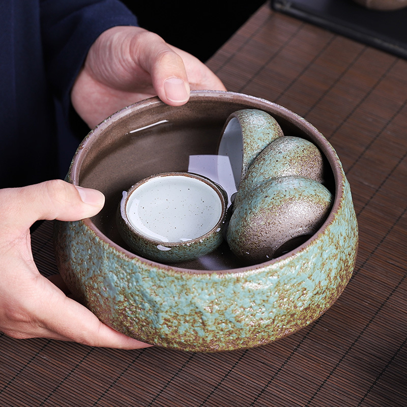 Vas ceramic mare pentru spălarea frunzelor de ceai, accesorii de ceai Kung Fu în stil antic, ceainic, ceramică Dehua.