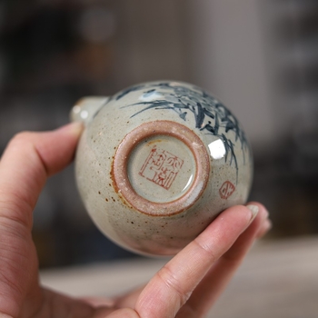 Set de ceai Kung Fu din ceramică, pictat manual, cu recipient pentru separarea ceaiului și tavă de ceai cu motiv orhidee