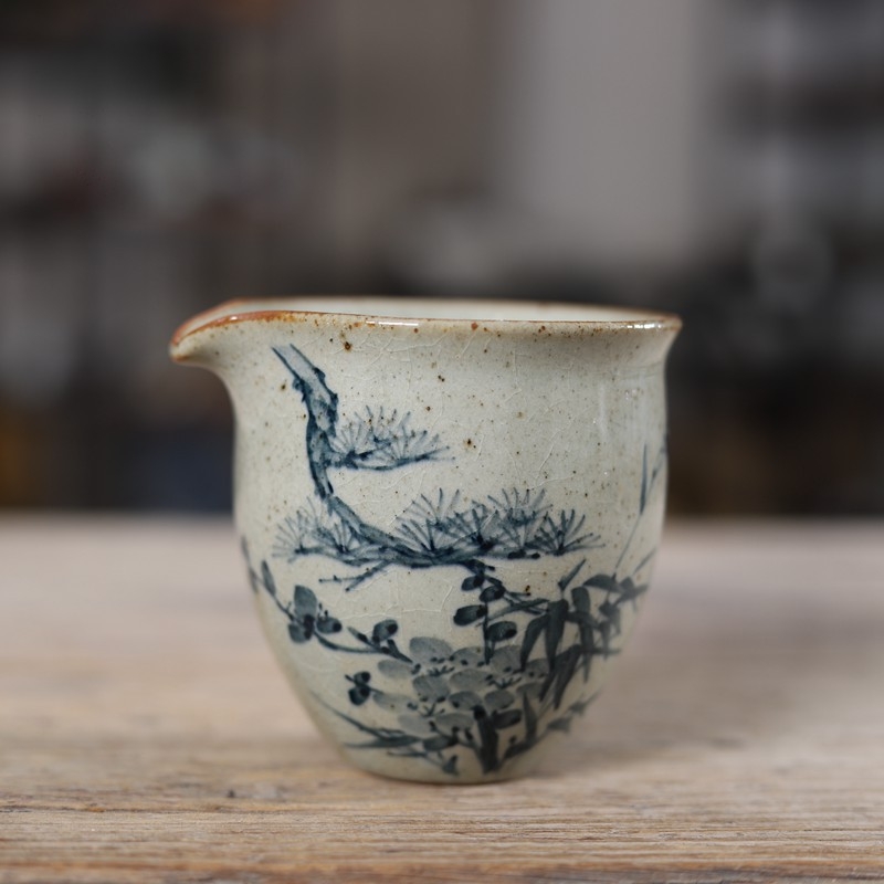 Set de ceai Kung Fu din ceramică, pictat manual, cu recipient pentru separarea ceaiului și tavă de ceai cu motiv orhidee