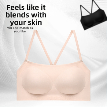 Sutien din mătase de mulberry, subțire, fără cusături, cu spate încrucișat, cupe modelate, acoperire completă, fără underwire, căptușeală din mătase respirabilă