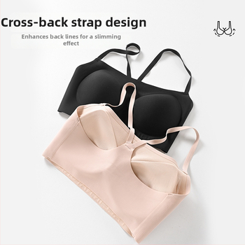Sutien din mătase de mulberry, subțire, fără cusături, cu spate încrucișat, cupe modelate, acoperire completă, fără underwire, căptușeală din mătase respirabilă
