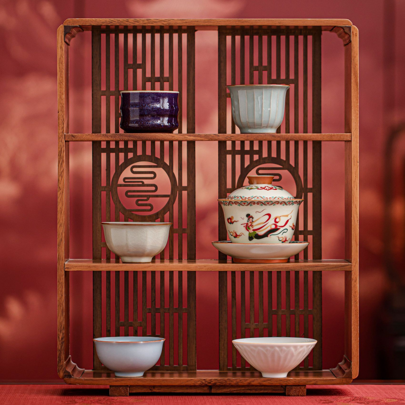 Su's Ceramics Dunhuang gaiwan Gongfu set de ceai, din cinci cuptoare renumite Jun Ru Guan Ding Ge, într-o cutie cadou culturală