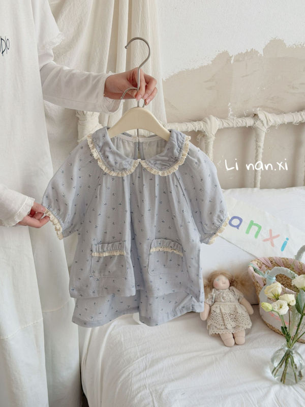 87012 Set de pijamale pentru fete, Clasa A, Vara 2026 – respirabil, absorbant de umiditate, amestec ușor din bumbac-bambus