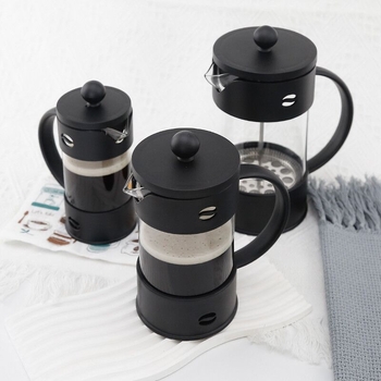 Cafetieră franțuzească din sticlă borosilicată, filtru rezistent la temperaturi, infuzor portabil pentru ceai și cafea din boabe